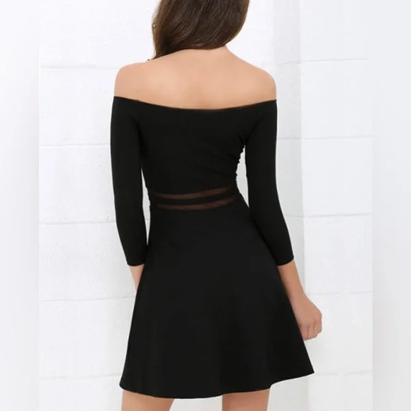 Off the Shoulder A-Line Skater Dress - Picture 2 of 5